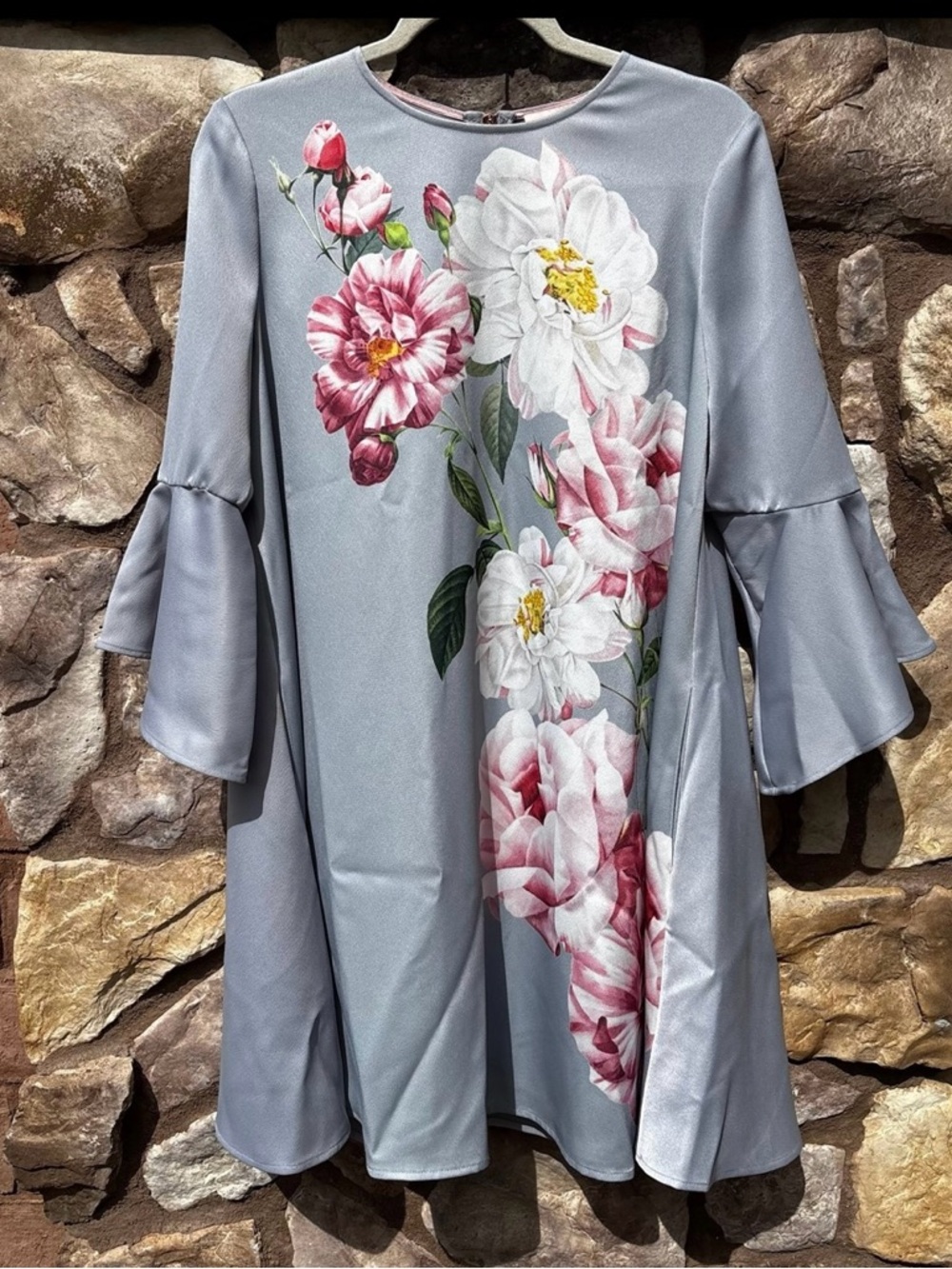 Ted Baker London Floral Dress Sayda Iguazu Bell Sleeve Shift Dress Sz 3 Medium